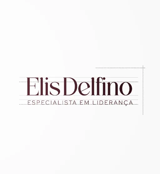 Logo Elis Delfino com linhas-guia de construção