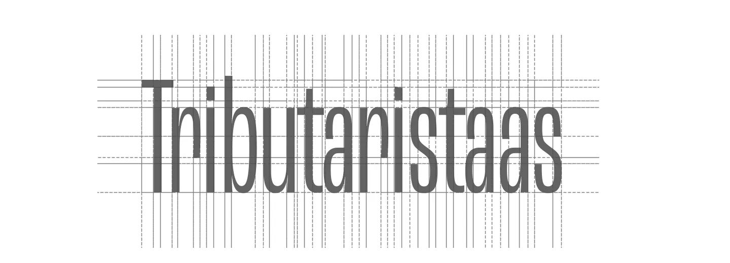 Logotipo Tributaristaas com linhas-guia de construção em cinza