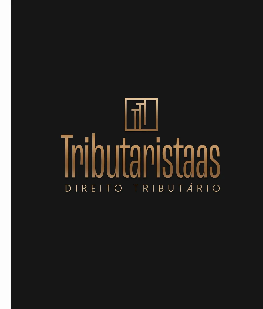 Símbolo e logotipo em dourado sobre fundo preto